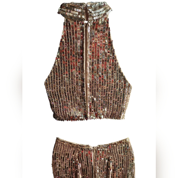 NWOT Sherri Hill Rose Gold/Light Pink Sequin Dress Prom Pageant Size 00 - Picture 6 of 9